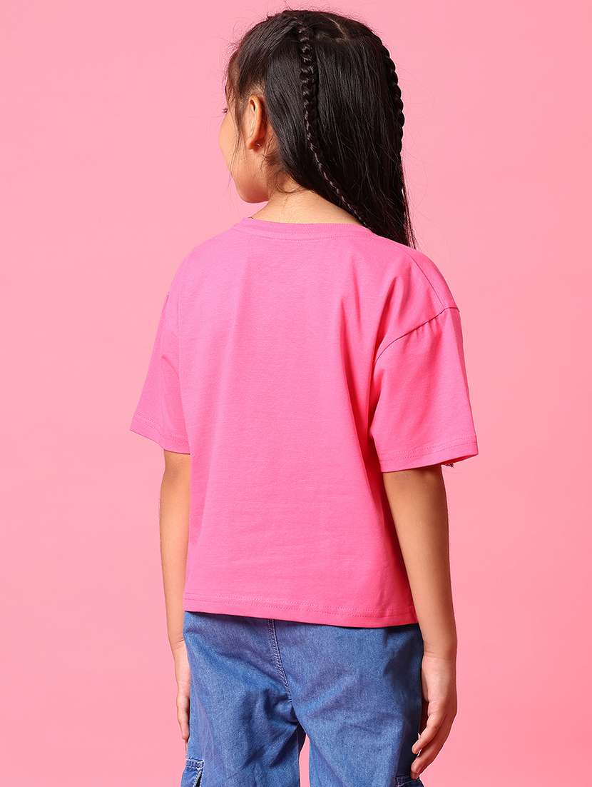 girls front print round neck t-shirt - 21951765 -  Standard Image - 2