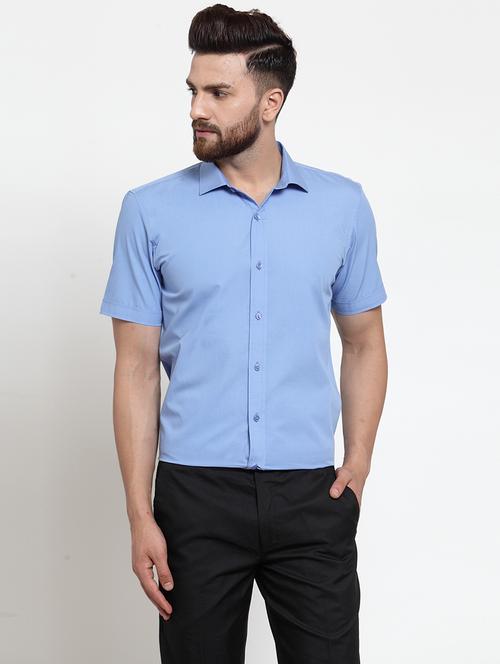men solid short sleeve slim fit casual shirt - 21951816 -  Standard Image - 0