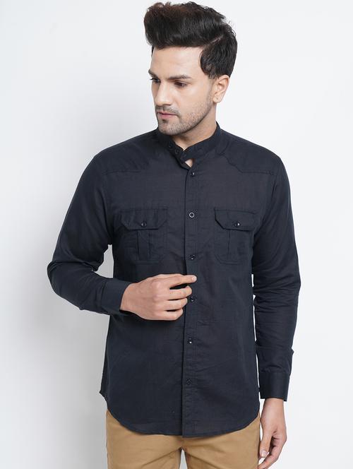 men solid long sleeve slim fit casual shirt - 21951822 -  Standard Image - 0