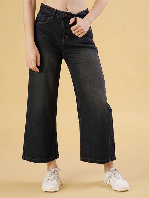 women solid mid rise wide leg jean - 21951843 - Standard Image - 0