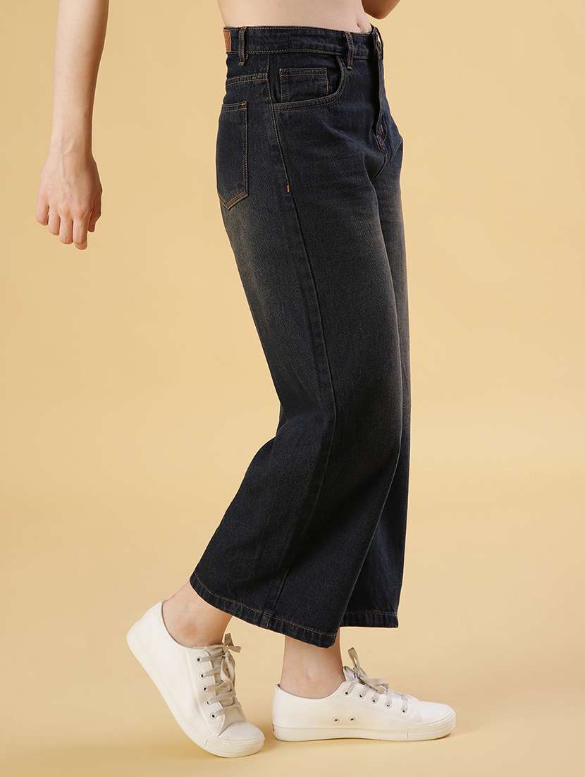 women solid mid rise wide leg jean - 21951843 - Standard Image - 2