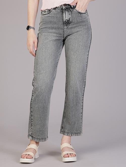 women grey high rise ankle length jeans - 21951877 - Standard Image - 0