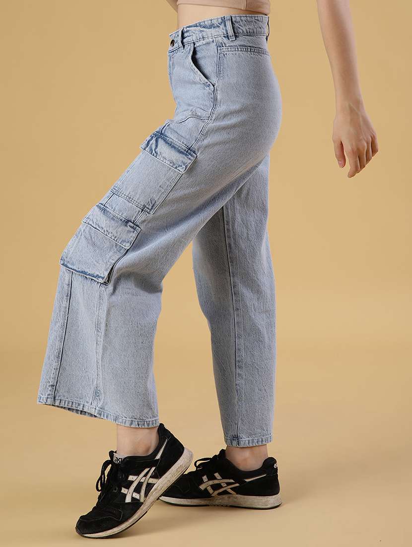 women solid mid rise regular fit cargo - 21951890 -  Standard Image - 2