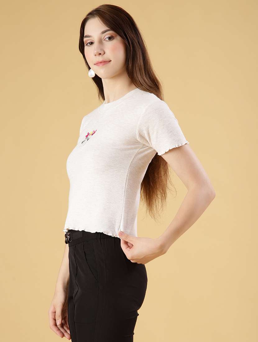 women solid with work short sleeve t-shirt - 21951898 - Standard Image - 2