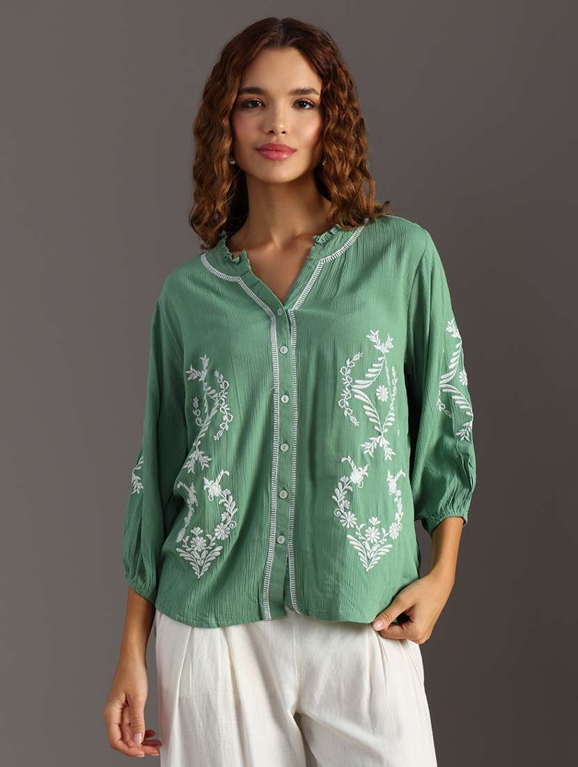 women embroidered long sleeve regular top - 21952059 -  Standard Image - 2