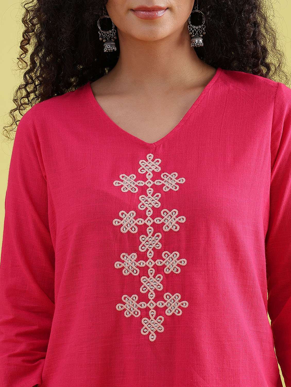 women pink embroidered straight kurta - 21952060 -  Standard Image - 2