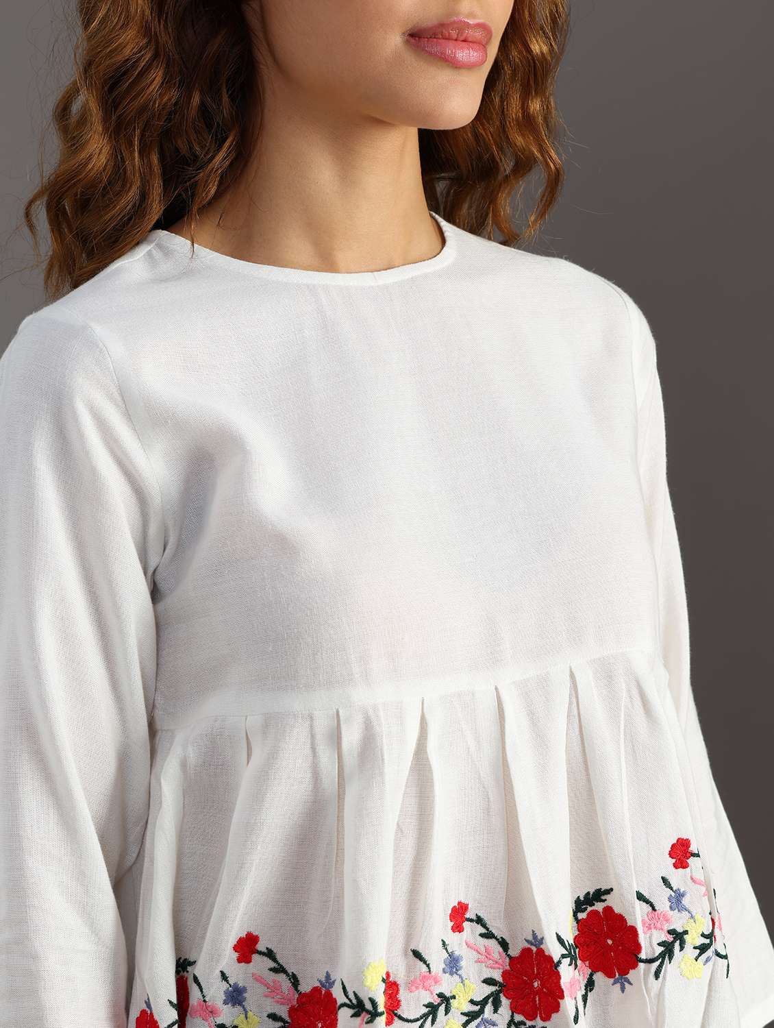 women white embroidered flared top - 21952073 - Standard Image - 2