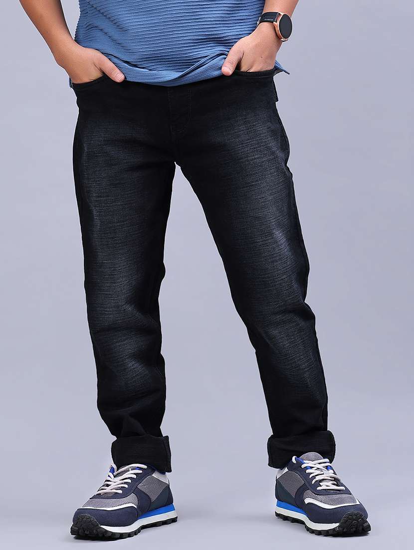 men washed mid rise relaxed fit jeans