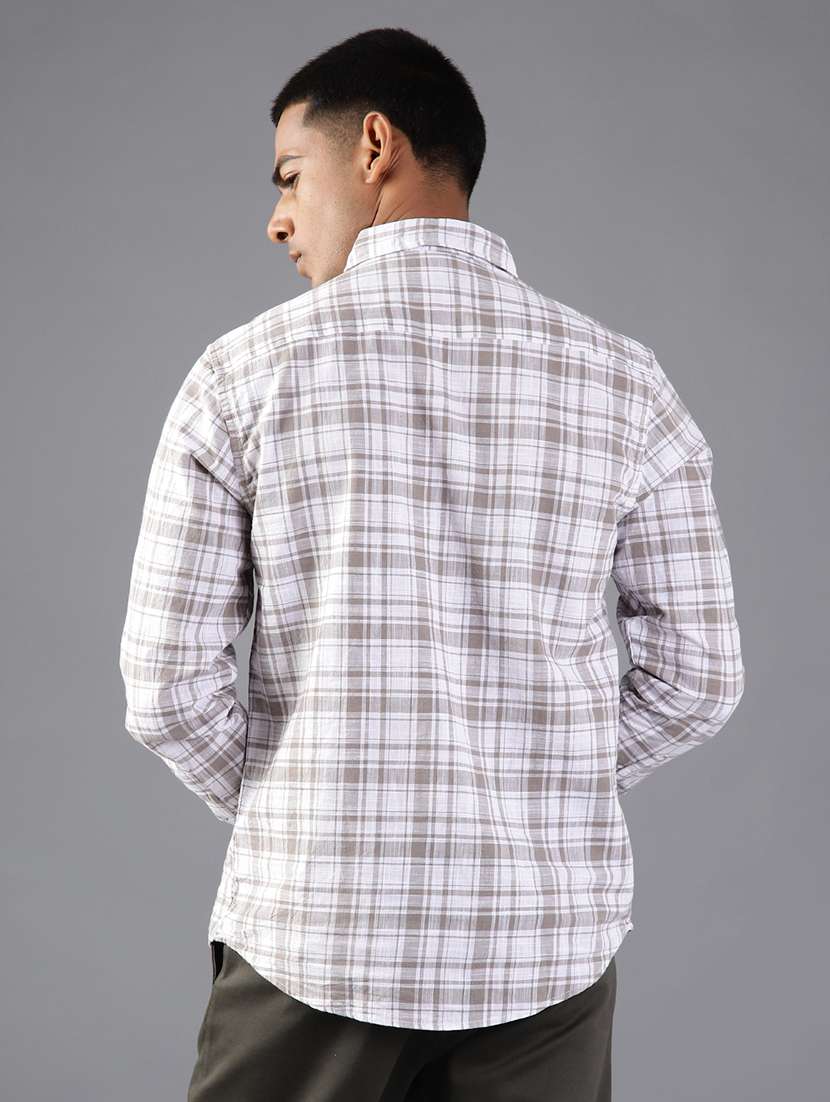 men checkered collared long sleeve shirt - 21952274 -  Standard Image - 2