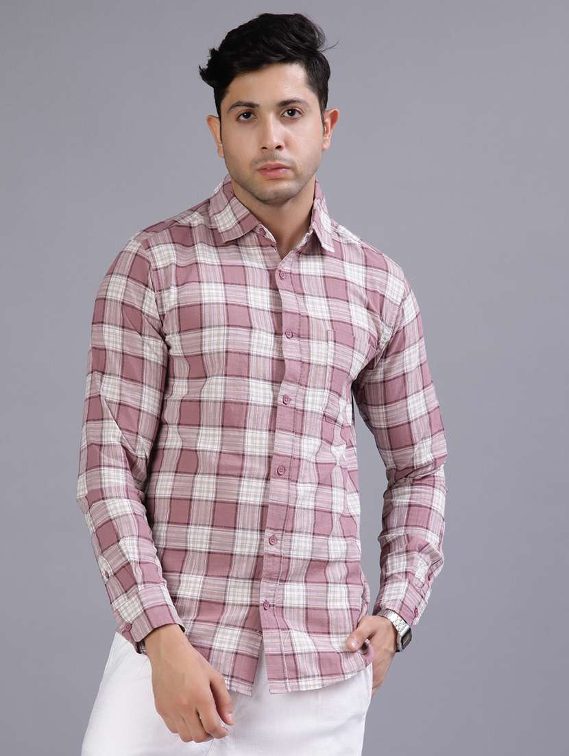 men checkered collared long sleeve shirt
