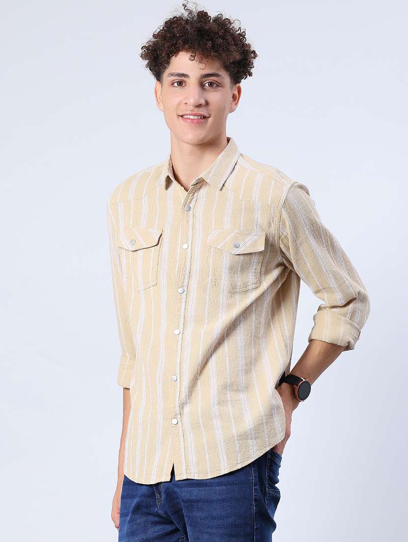 men striped collared long sleeve shirt - 21952322 -  Standard Image - 2