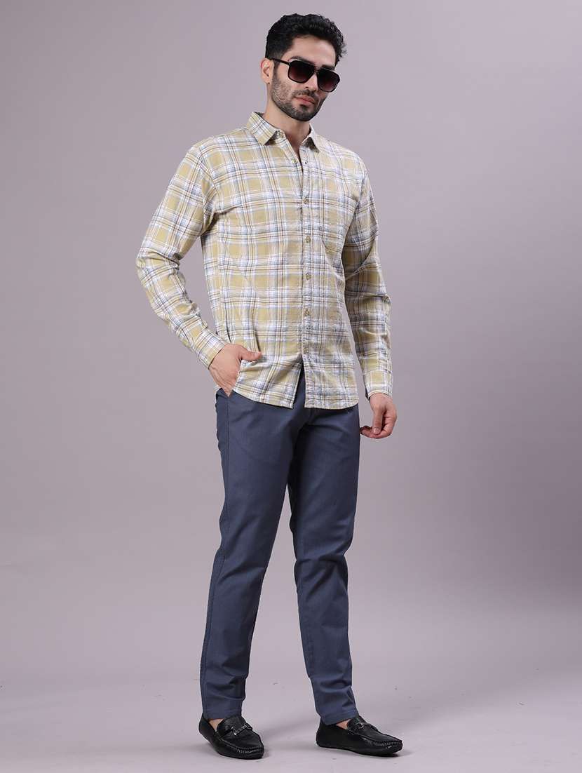 men checkered collared long sleeve shirt - 21952356 -  Standard Image - 2