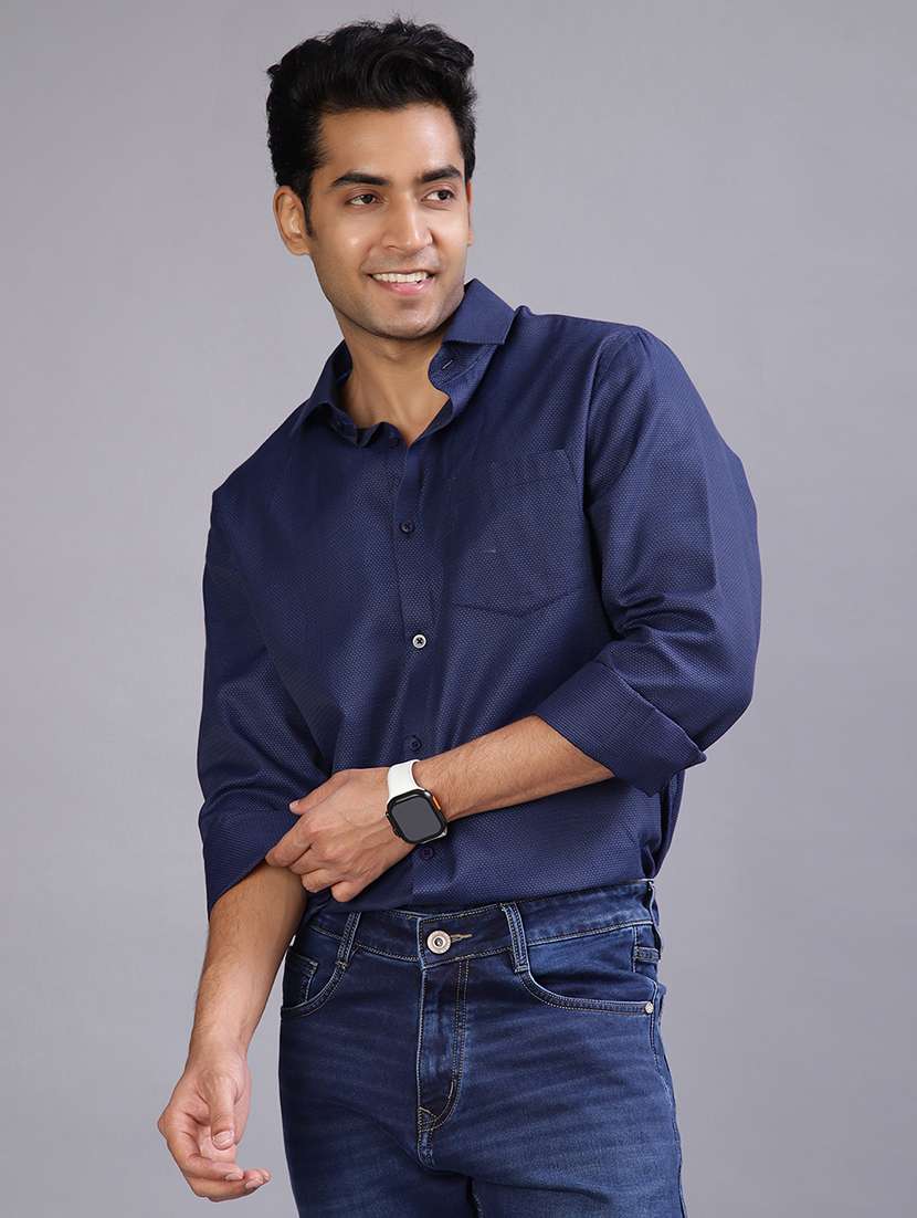 men solid long sleeve regular fit casual shirt - 21952358 - Standard Image - 2