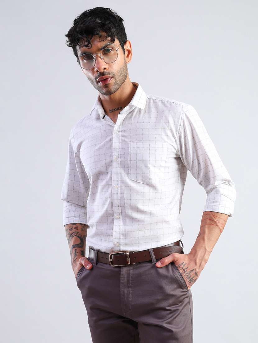 men checkered long sleeve regular fit formal shirt - 21952381 - Standard Image - 2
