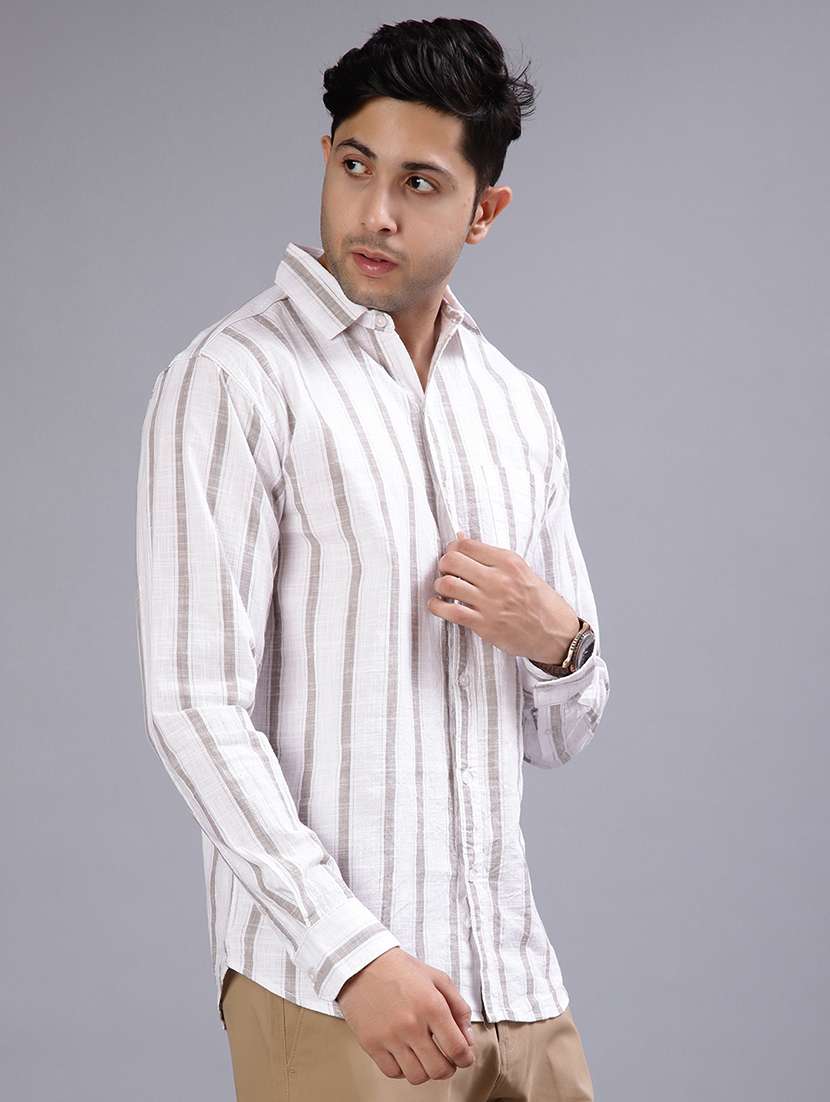 men striped collared long sleeve shirt - 21952444 -  Standard Image - 2