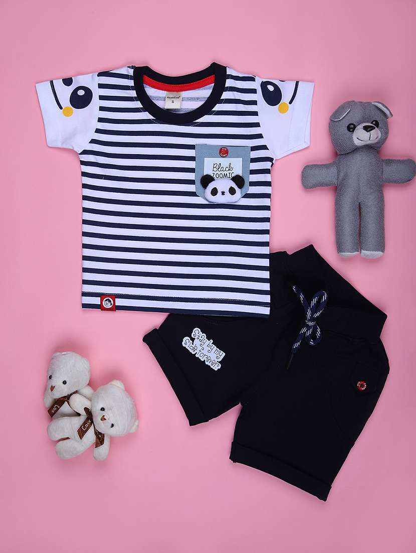 boys striped t-shirt & short twin set