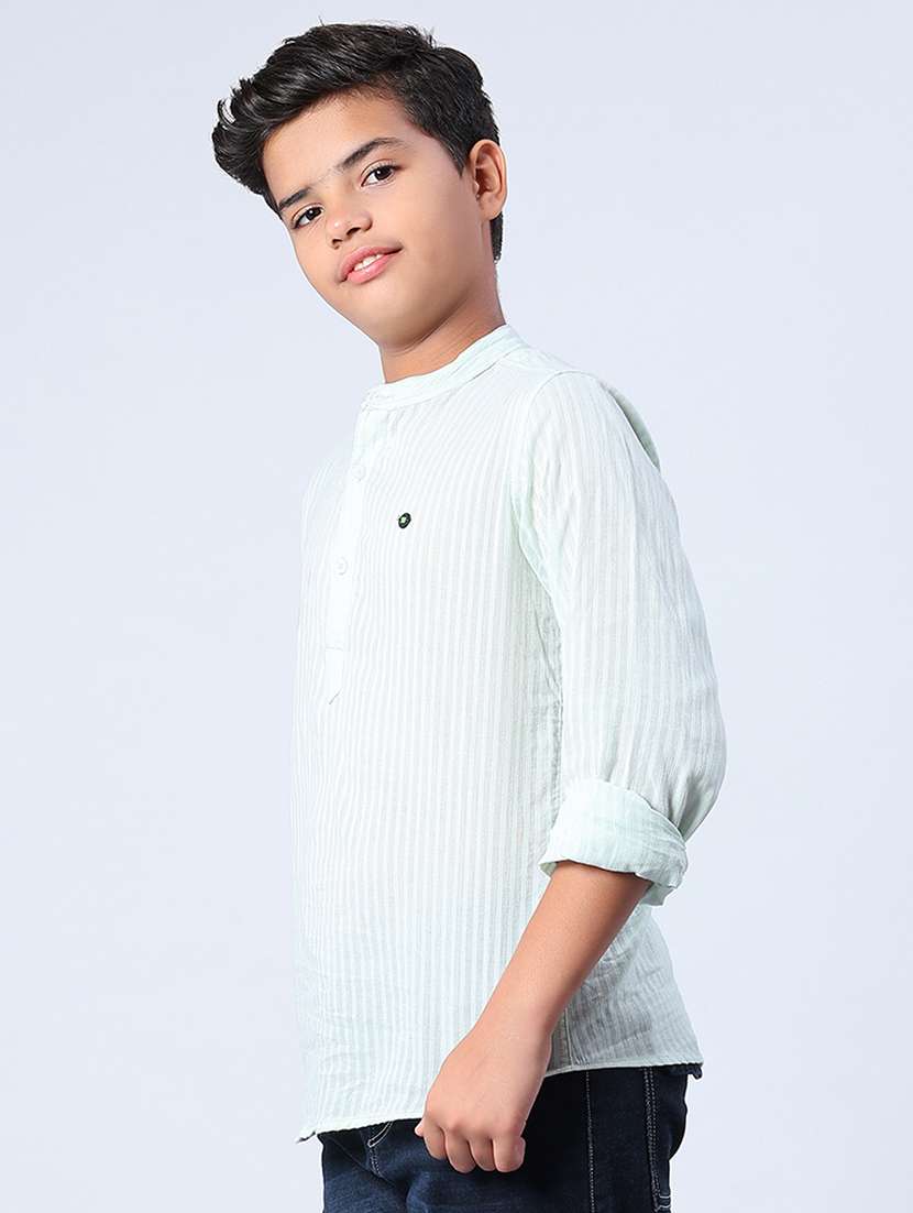 boys striped long sleeve short kurta - 21953867 -  Standard Image - 2