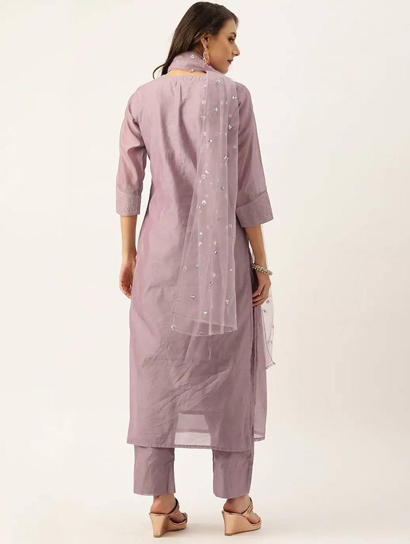 women three quarter sleeve kurta pant with dupatta set - 21954138 - Standard Image - 2