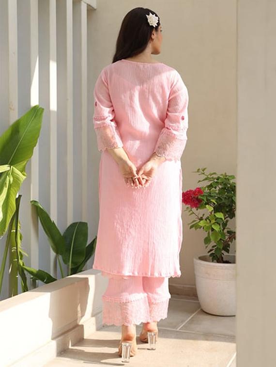women three quarter sleeve kurta pant with dupatta set - 21954139 - Standard Image - 2