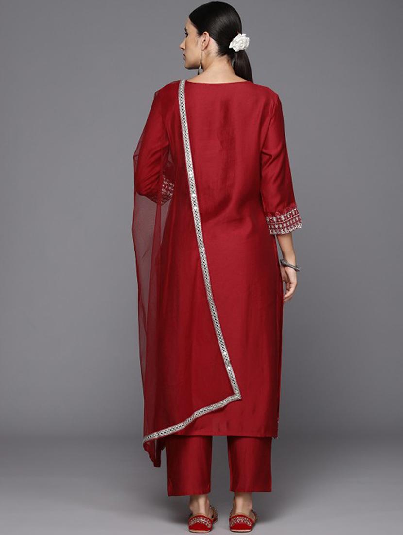 women three quarter sleeve kurta pant with dupatta set - 21954148 - Standard Image - 2