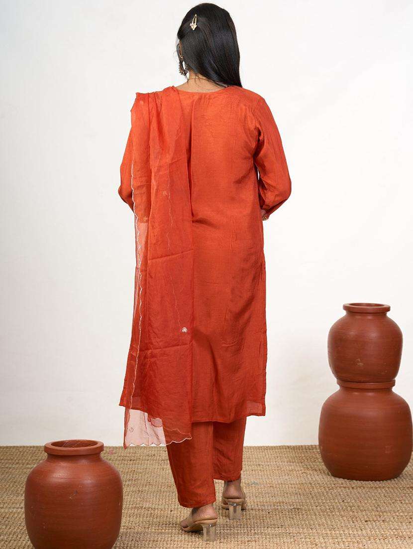 women three quarter sleeve kurta pant with dupatta set - 21954153 -  Standard Image - 2