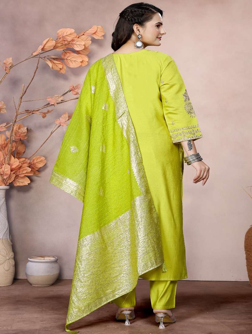 women three quarter sleeve kurta pant with dupatta set - 21954167 - Standard Image - 2