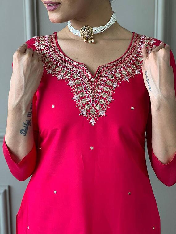 women three quarter sleeve kurta pant with dupatta set - 21954186 - Standard Image - 7