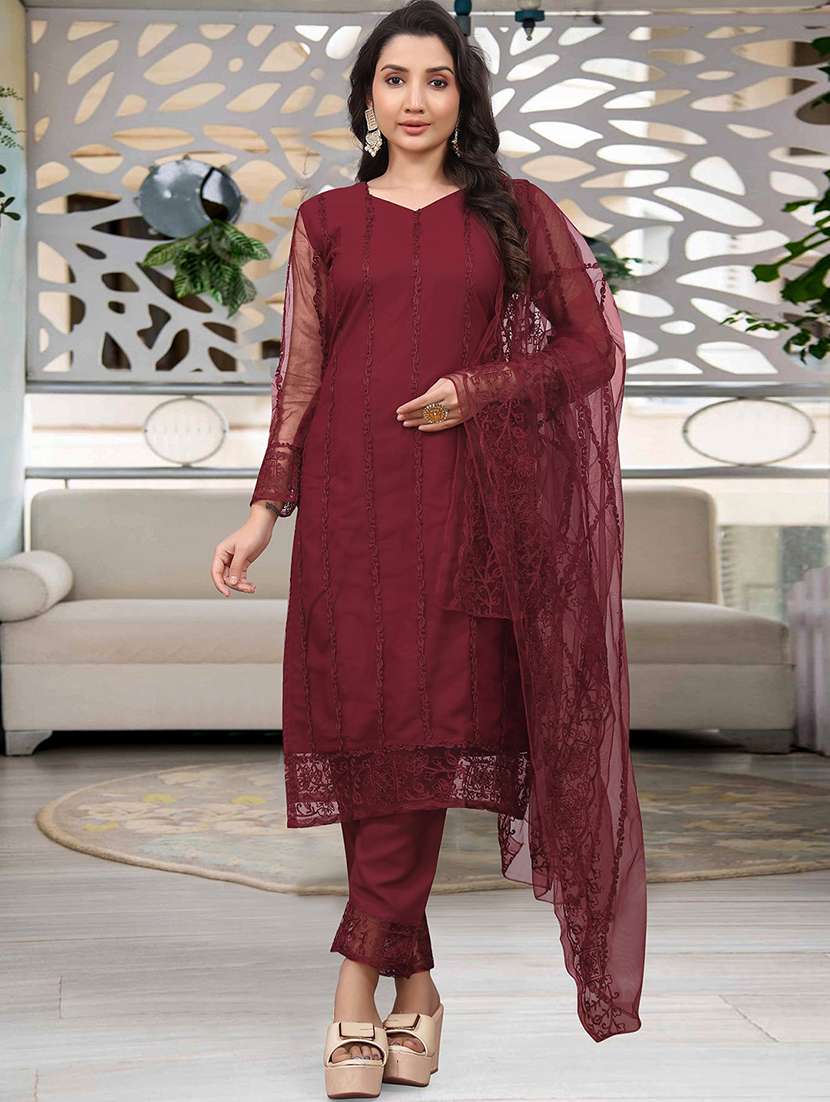 women embroidered long sleeve kurta pant with dupatta set - 21954192 -  Standard Image - 2
