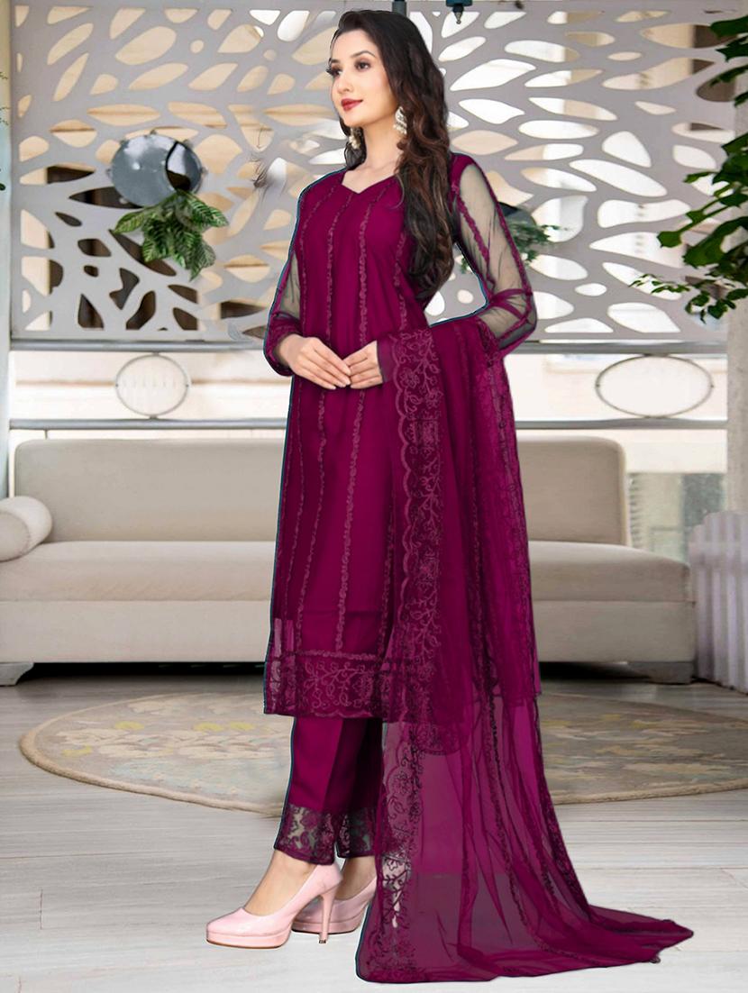 women embroidered long sleeve kurta pant with dupatta set - 21954196 - Standard Image - 2