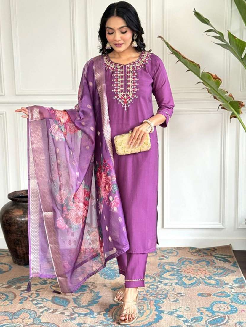 women three quarter sleeve kurta pant with dupatta set
