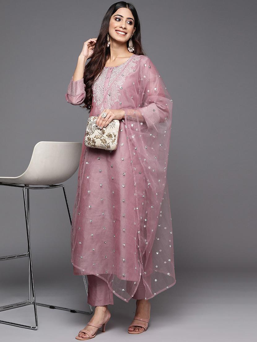 women three quarter sleeve kurta pant with dupatta set - 21954202 - Standard Image - 2