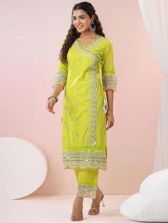 women embroidered long sleeve kurta pant set - 21954205 - Standard Image - 2
