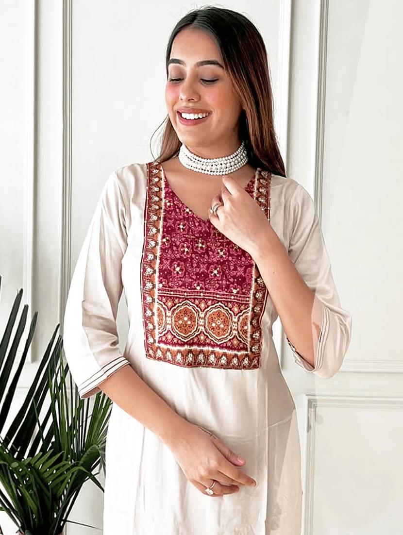 women three quarter sleeve kurta pant with dupatta set - 21954207 - Standard Image - 2
