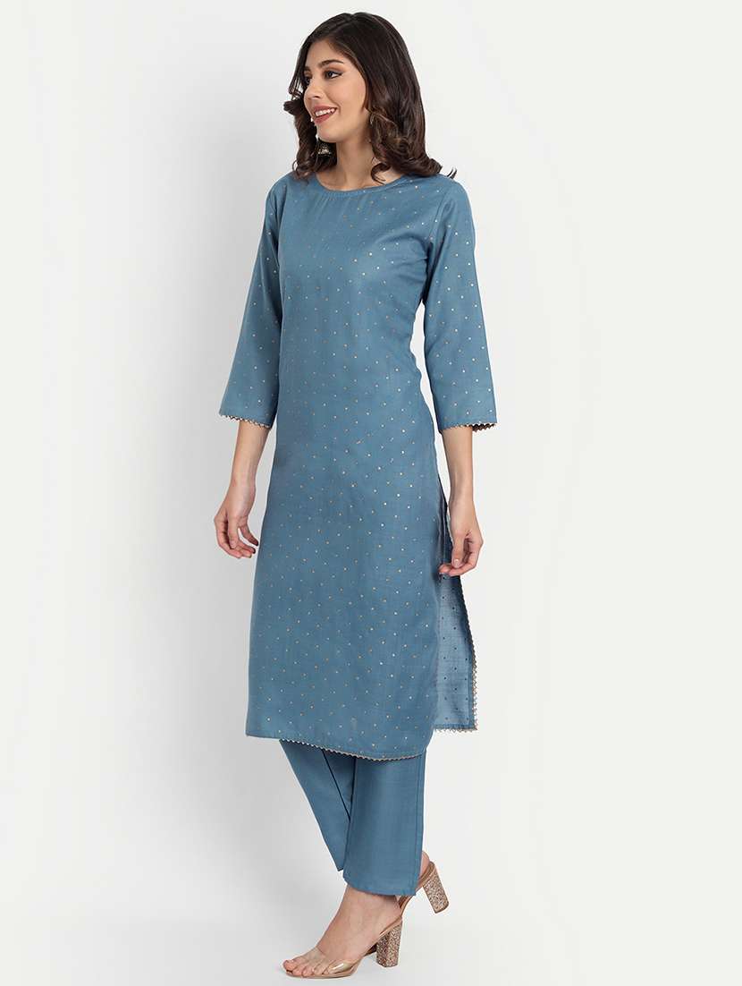 women three quarter sleeve kurta pant with dupatta set - 21954212 - Standard Image - 2