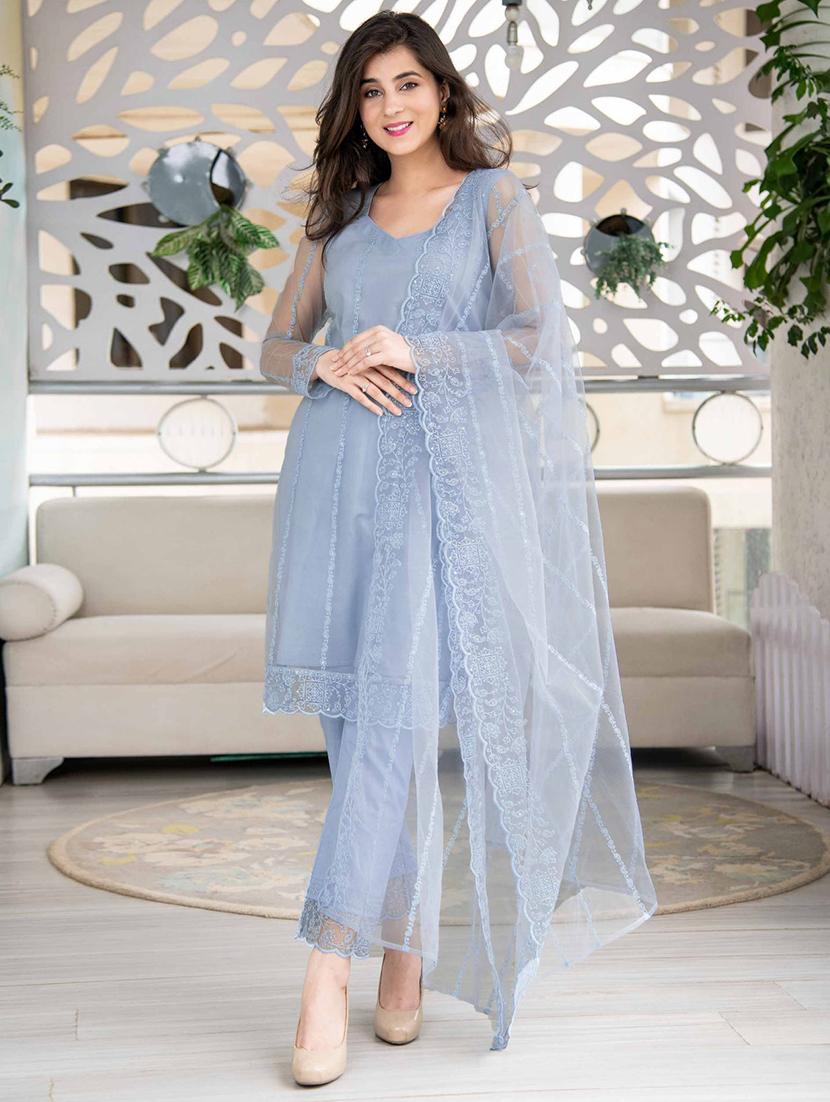 women embroidered long sleeve kurta pant with dupatta set - 21954214 - Standard Image - 2