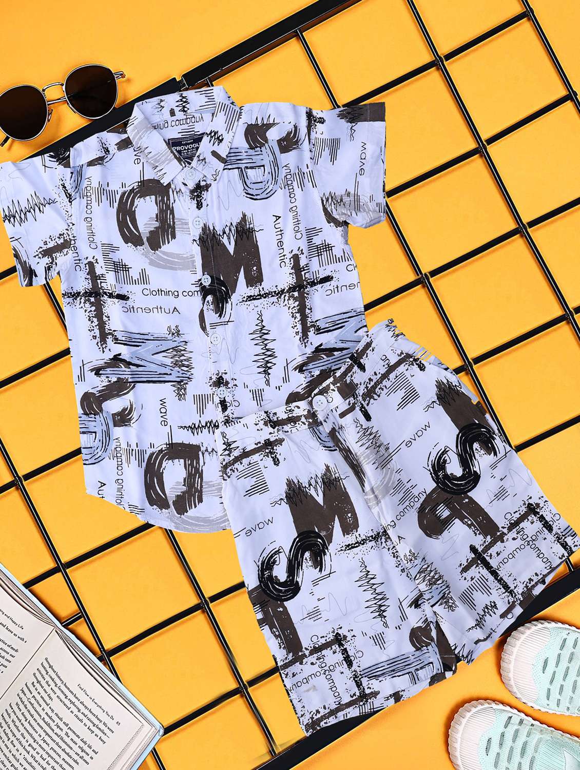 boys printed shirt and short co-ord set - 21954272 -  Standard Image - 2
