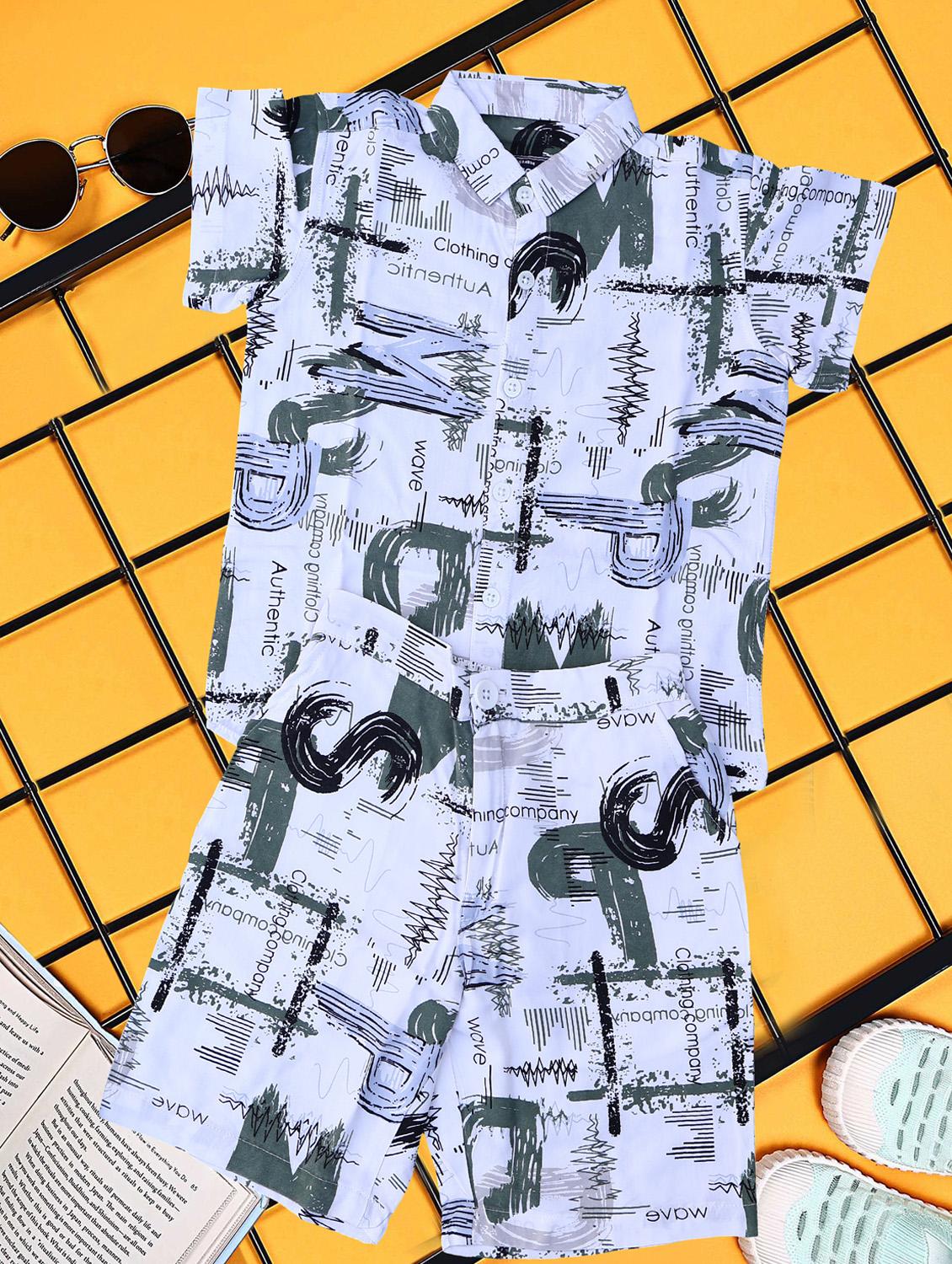 boys printed shirt and short co-ord set - 21954274 - Standard Image - 2