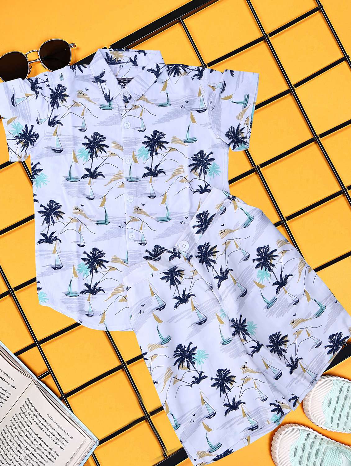 boys printed shirt and short co-ord set - 21954275 -  Standard Image - 2