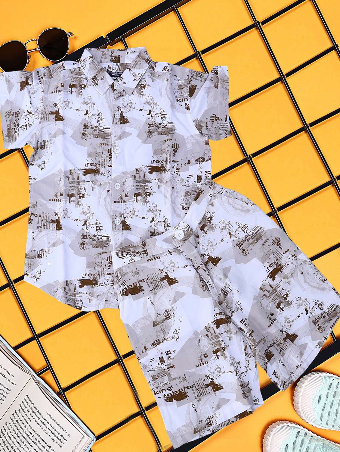 boys printed shirt and short co-ord set - 21954281 - Standard Image - 2