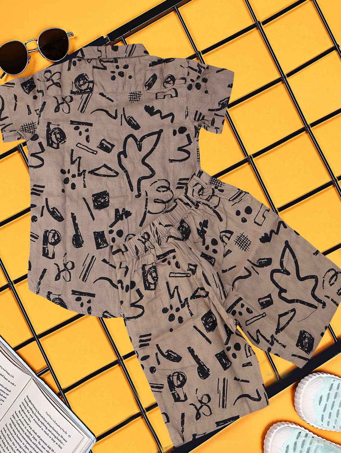 boys printed shirt and short co-ord set - 21954284 -  Standard Image - 2