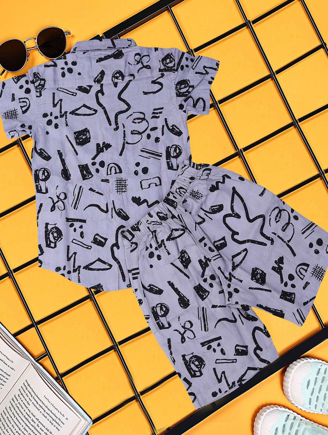 boys printed shirt and short co-ord set - 21954285 -  Standard Image - 2