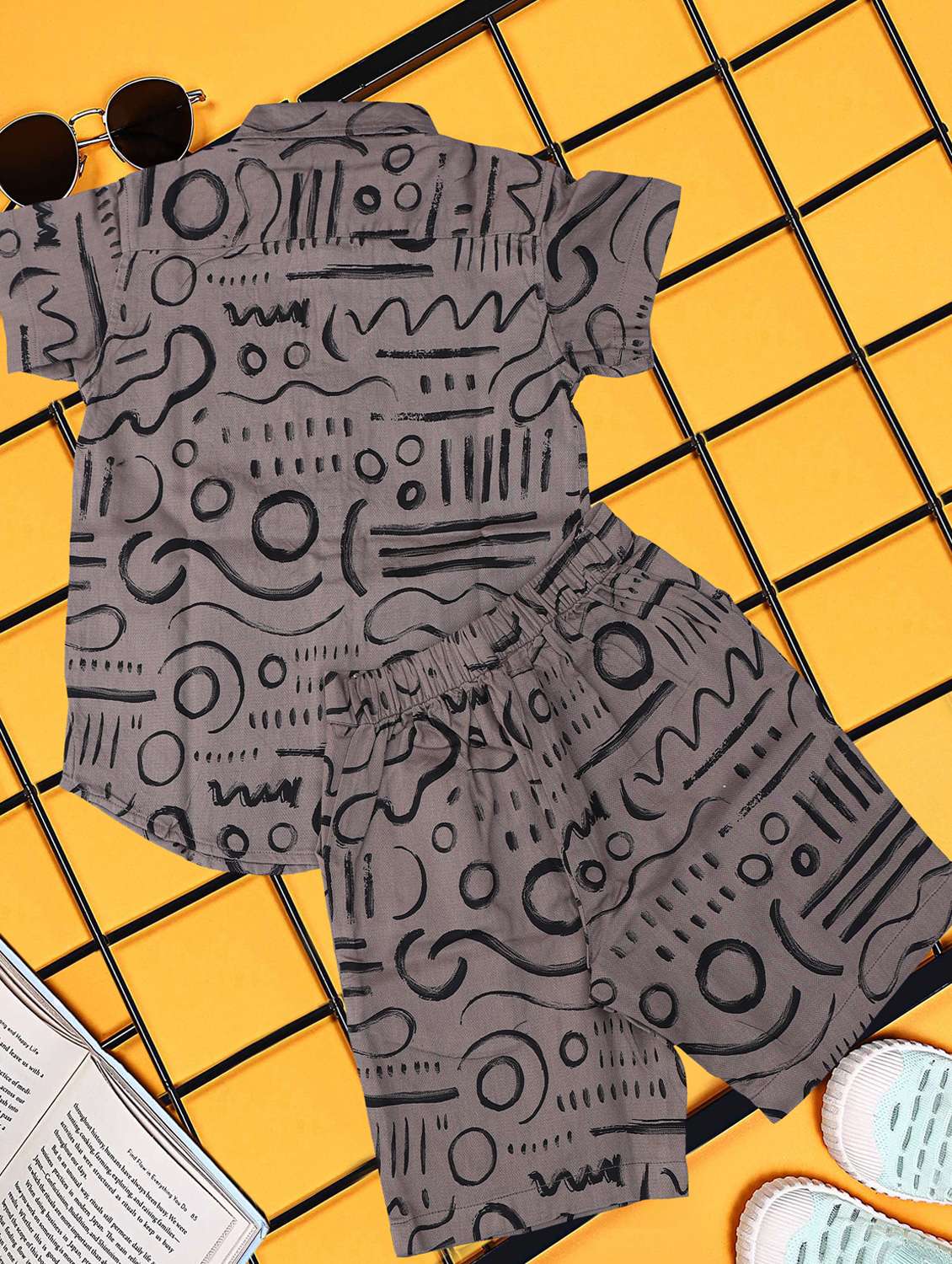 boys printed shirt and short co-ord set - 21954287 -  Standard Image - 2