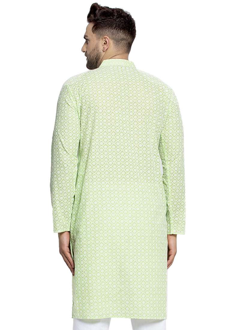 men embroidered mandarin neck long kurta - 21954294 -  Standard Image - 2