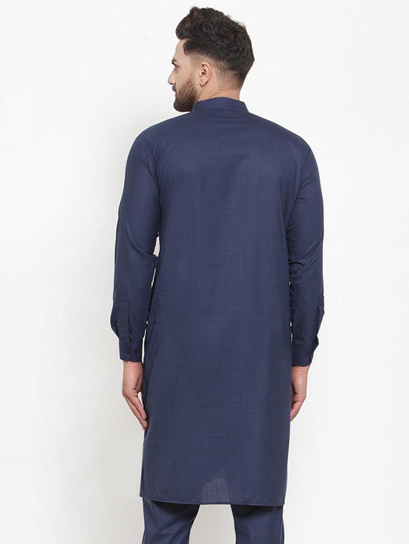 men solid mandarin neck long kurta - 21954305 - Standard Image - 2