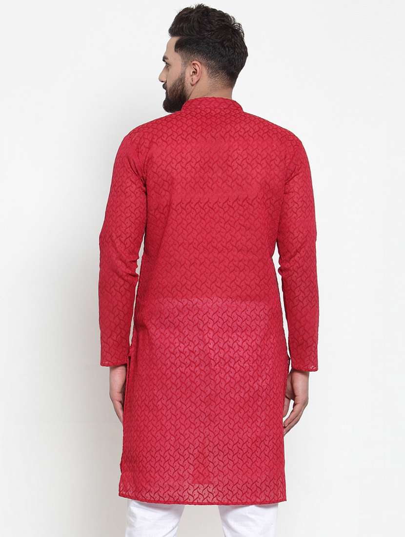 men embroidered mandarin neck long kurta - 21954316 -  Standard Image - 2