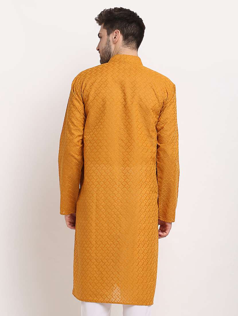 men embroidered mandarin neck long kurta - 21954317 - Standard Image - 2