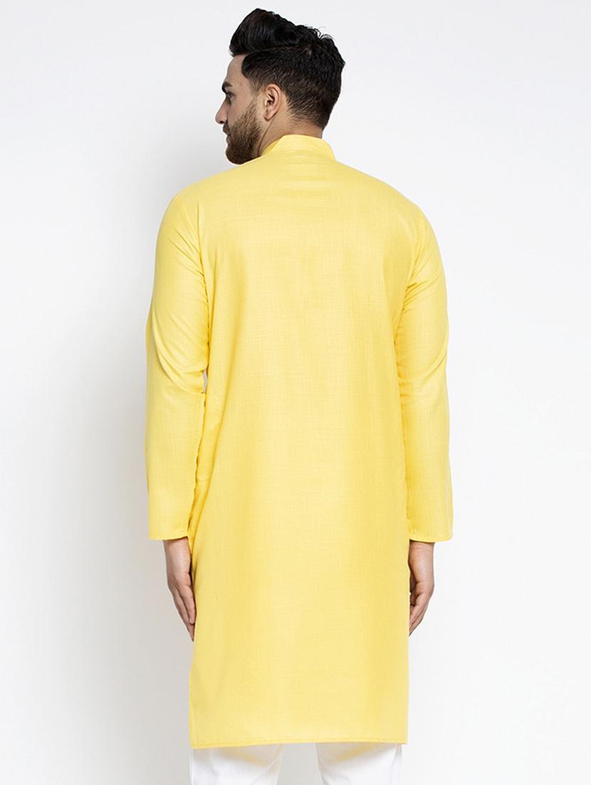 men solid mandarin neck long kurta - 21954324 - Standard Image - 2
