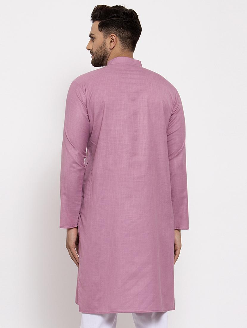 men solid mandarin neck long kurta - 21954325 - Standard Image - 2
