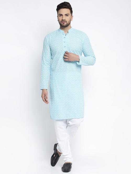 men mandarin neck kurta pyjama ethnic wear set - 21954347 -  Standard Image - 0