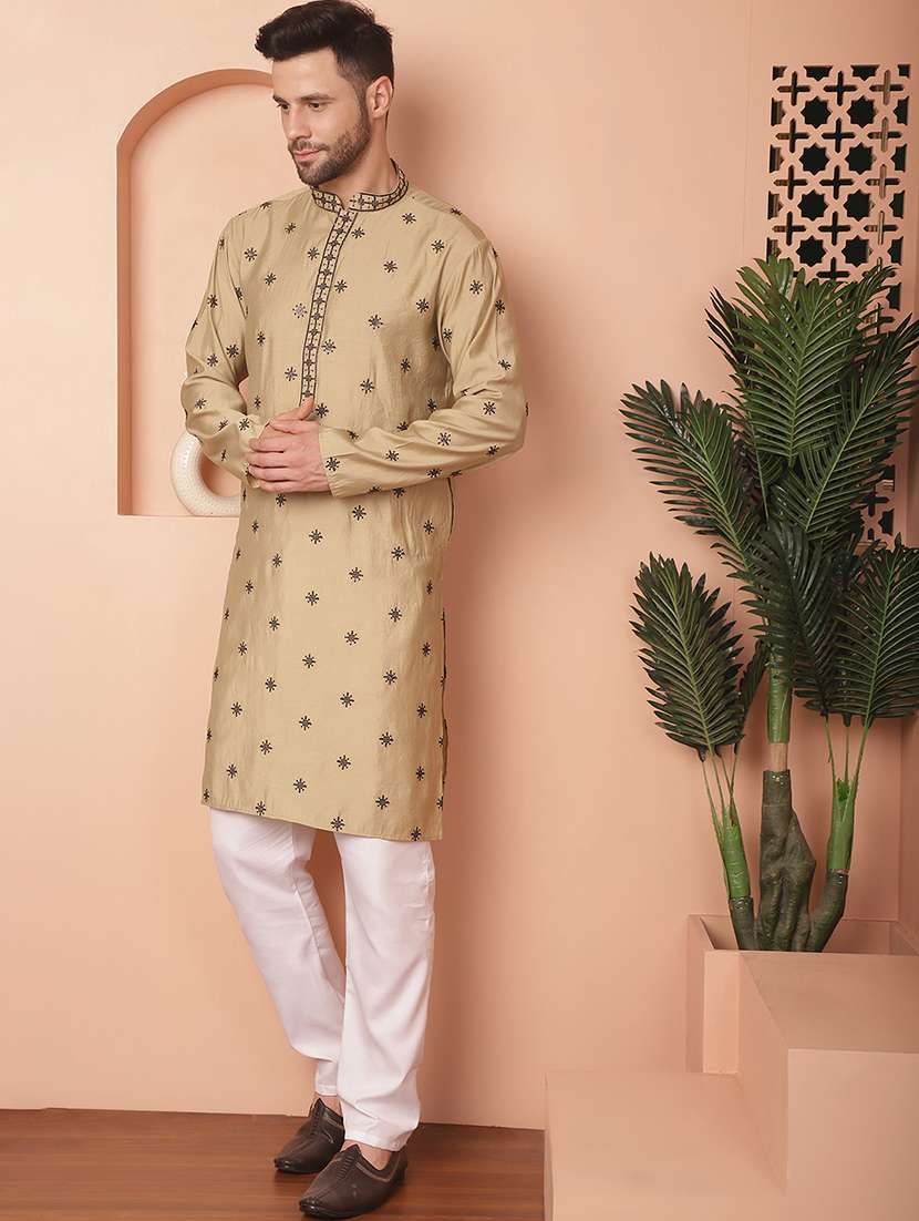 men mandarin neck kurta pyjama ethnic wear set - 21954355 -  Standard Image - 2